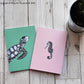 seahorse and turtle A6 ruled notebooks