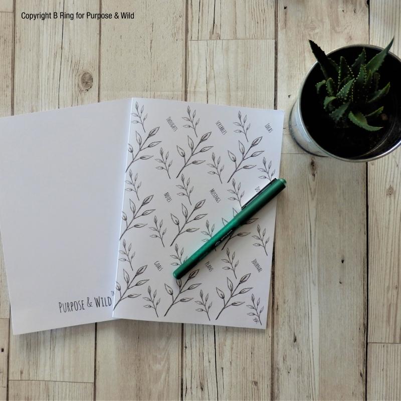 Whimsical foliage a5 eco friendly notebook with blank pages